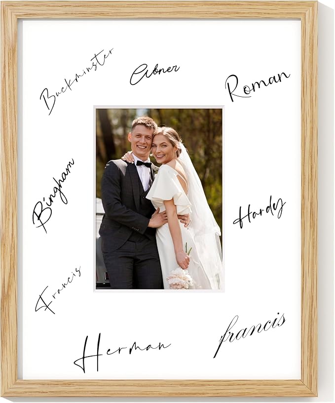 Axeman 11x14 Signature Picture Frame - Solid Oak Wood 11x14 Picture Frame With Mat to 5x7, Graduation Wedding Birthday Guest Book Party Signing, Hanging Hardware Included, Natural