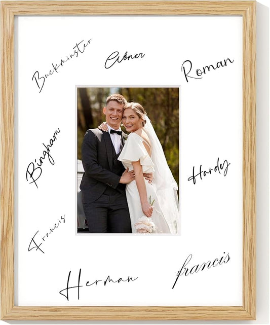 Axeman 11x14 Signature Picture Frame - Solid Oak Wood 11x14 Picture Frame With Mat to 5x7, Graduation Wedding Birthday Guest Book Party Signing, Hanging Hardware Included, Natural