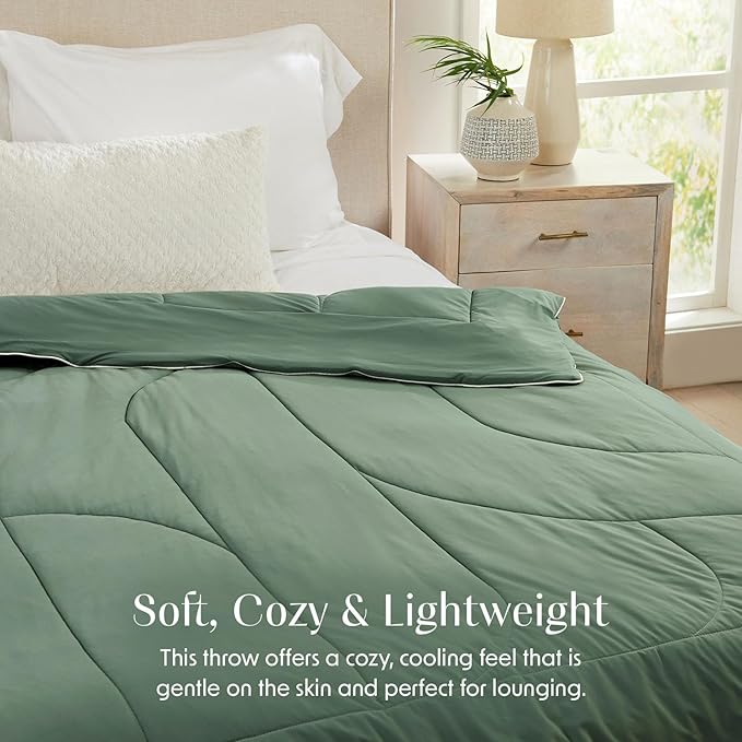 Springtree Home Luxury Viscose from Bamboo Blanket & Comforter | Viscose from Bamboo Comforter Queen Size -90" x 90" | Cooling Blanket | Breathable & Lightweight | Full/Queen - Lily Pad Green