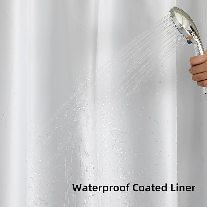 Colorful Star No Hook Shower Curtain with Snap in Fabric Liner, Waffle Weave Heavy Duty Thick Shower Curtains with Mesh Top Window, Hotel Style Waterproof Bathroom Curtain Set, 72 x 75 Inch, Grey