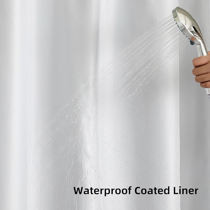 Colorful Star No Hook Shower Curtain with Snap in Fabric Liner, Waffle Weave Heavy Duty Thick Shower Curtains with Mesh Top Window, Hotel Style Waterproof Bathroom Curtain Set, 72 x 87 Inch, Grey