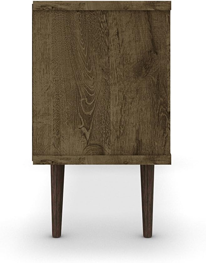 Manhattan Comfort Liberty Mid Century Modern TV Stand for Televisions up to 50 Inches, Bedroom and Living Room Entertainment Center with Storage, Shelves, and Cabinet, 53" Wide, Rustic Brown/Yellow