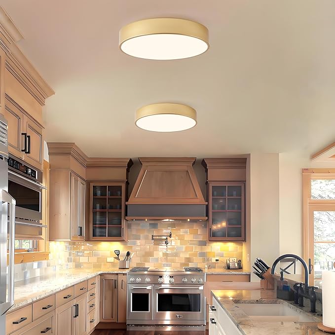 Modern Flush Mount Ceiling Light, 3-Lights Gold Ceiling Light, Minimalistic Ceiling Lamp Acrylic Shade Lighting Fixture for Bedroom Laundry Room Bathroom Hallway(15.8 Inch)