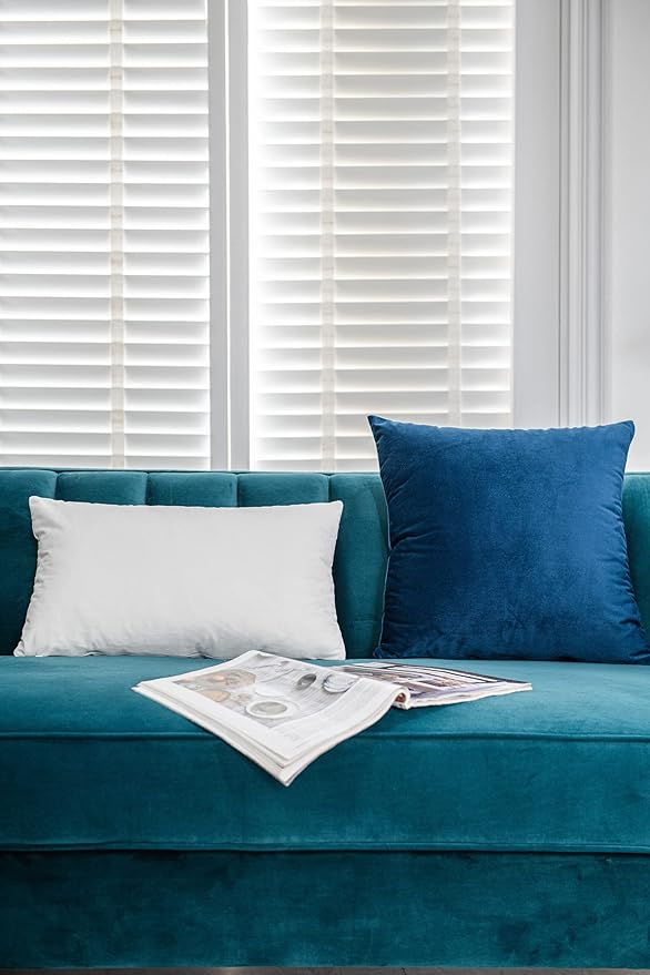 DEZENE Midnight Blue Throw Pillow Covers 2 Pack 24 x 24 Inch Cozy Soft Velvet Square Decorative Pillow Cases, Lumbar Toss Pillow Shams, Euro Cushion Covers for Farmhouse, Couch, Sofa, Bed