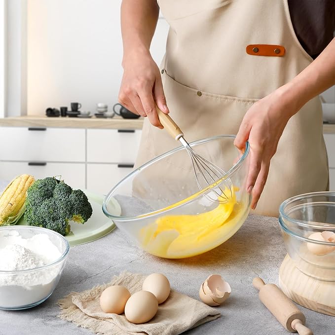 NUTRIUPS 4.7 Quart Large Glass Mixing Bowl with Lid, Deep Big Glass Bowl Large Salad Bowl