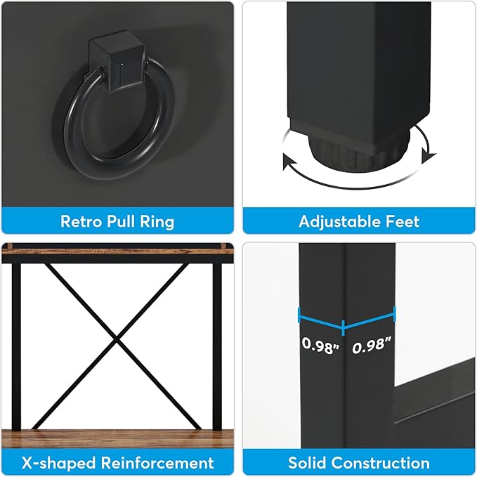 Tribesigns 70.8" Console Table with 3 Drawers, Farmhouse Entryway Table with Storage Shelf, Narrow Long Sofa Foyer Table for Entryway, Hallway (Brown/Black)