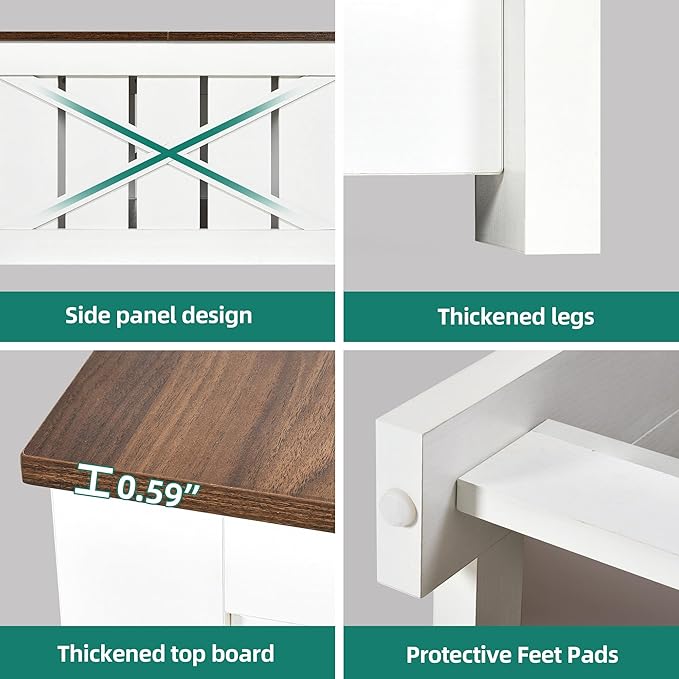 YITAHOME Coffee Table Farmhouse Coffee Table with Storage Rustic Wood Cocktail Table, Square Coffee Tables for Living Meeting Room with Half Open Storage Compartment, Brown with White