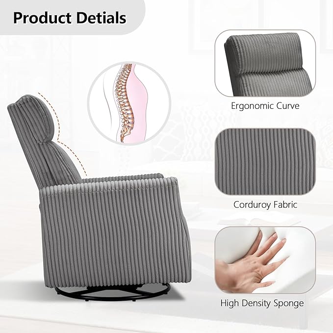 CANMOV Swivel Accent Chair Set of 2, Modern Soft Fabric Chair with High Back, Accent Chairs with Arms, Comfy Single Sofa Chair Swivel Chairs for Living Room Bedroom Nursery, Grey