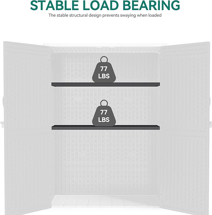 YITAHOME Metal Storage Shed Shelves for 59 cuft Vertical Outdoor Storage Shed，2PCS Space-Saving Waterproof Shelf with 8 Screws for Outdoor Storage Sheds, 51 inx13.8 in, Easy Assembly, 22 lbs, Black