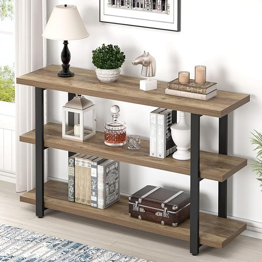 FOLUBAN Console Tables for Entryway, Modern Sofa Table with Storage Shelves for Living Room, Hallway, Entrance, or Behind Couch, Rustic Oak, 47 Inch