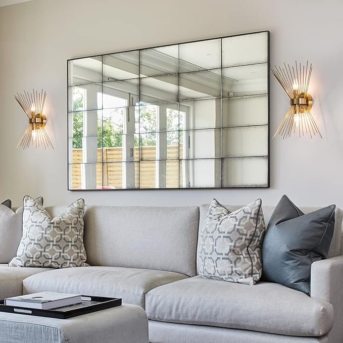 VILUXY Mid-Century Wall Sconces Antique Brass Brush Paint Finish Bedside Wall Sconce Lighting Fixture with Starburst Shade for Bedroom, Hallway, Entryway, Passway, Bathroom, Vanity 2 Pack