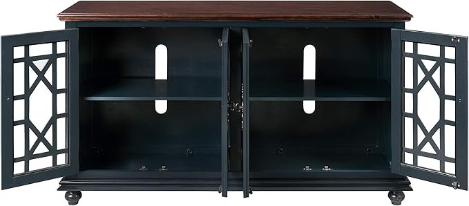 Martin Svensson Home Palisades TV Stand, 63" W x 35" H, Catalina Blue with Coffee Top