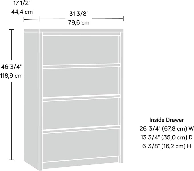 Sauder Harvey Park 4-Drawer Chest, Grand Walnut finish