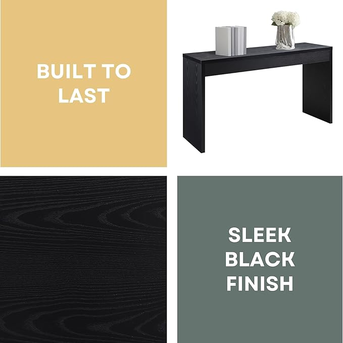 Convenience Concepts Northfield Hall Console Table 48" - Modern, Minimalist Narrow Sofa Display Accent for Contemporary Living Room, Entryway, or Hallway, Black