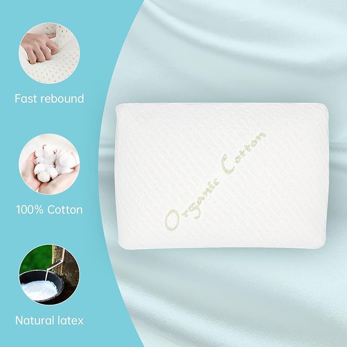 Talalay Natural Latex Sleeping Pillow, Medium Firmness Standard Pillow for Side, Back, and Stomach Sleepers to Get a Restful Sleep