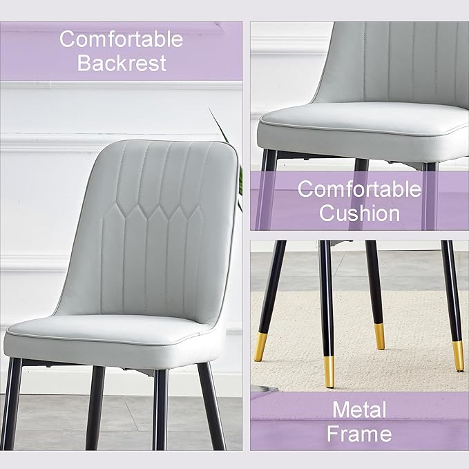 45 Inch Round Dining Table Set for 4, 5 Piece Kitchen Table and Chairs Set, Black Faux Marble Table Top, Small Space Dining Set for Apartment or Dining Room