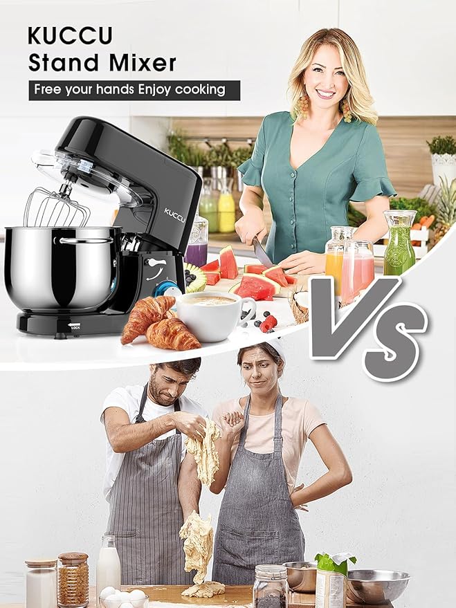 Stand Mixer, 9.5 Qt 660W, 6-Speed Tilt-Head Food Dough Mixer, Electric Kitchen Mixer with Dough Hook, Flat Beater & Wire Whisk, Mixing Bowl (9.5-QT, Black)