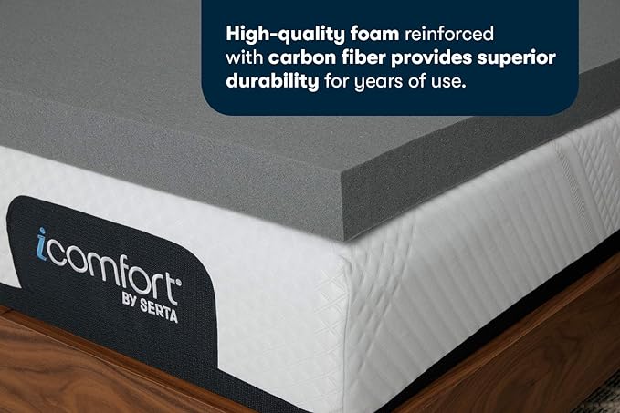 Serta Carbon Dream Cooling, Pressure-Relieving Memory Foam Mattress Topper, 3 Inch, Twin