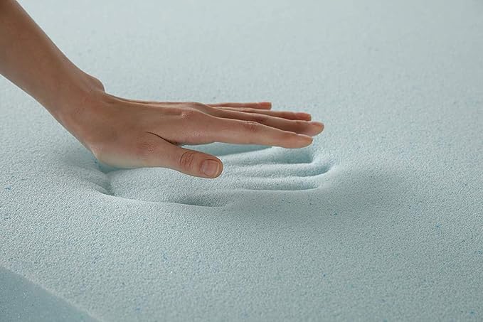 Serta ThermaGel Cooling, Pressure-Relieving Memory Foam Mattress Topper, 3 Inch, Queen,Blue