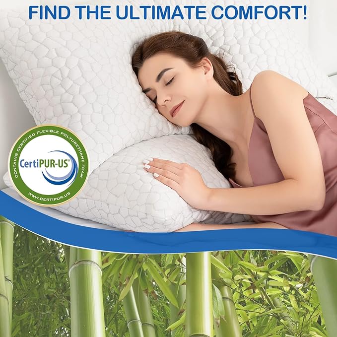 Side Sleeper Pillow for Neck and Shoulder Pain Relief, Cervical Neck Support Pillow for Side Sleepers, Cooling Shredded Memory Foam Pillows for Hot Back Sleepers, Adjustable Curved Queen Bed Pillows