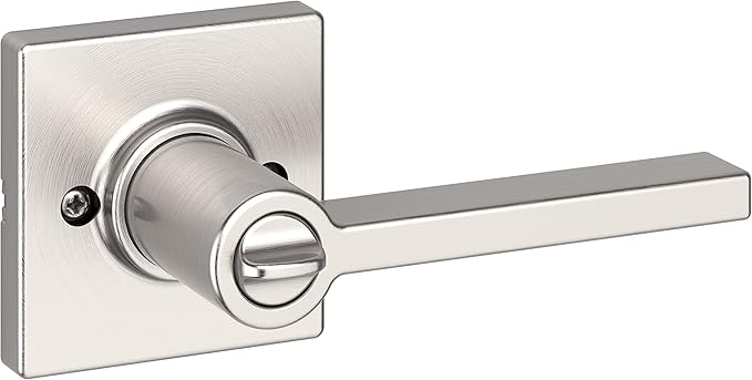 Kwikset Casey Interior Privacy Door Handle with Lock, Door Lever for Bathroom and Bedroom, Satin Nickel Reversible Keyless Turn Lock, with Microban Protection (Pack of 10)