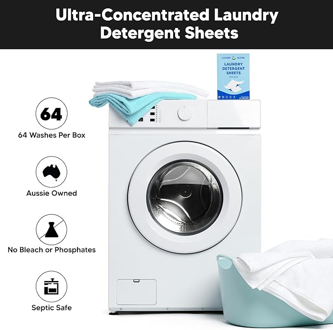 Laundry Detergent Sheets - Pre-Measured Laundry Sheets - Powerful Stain Removal - Gentle on Skin & Fabrics - Works in All Washers - Convenient and Travel Friendly (Ocean Breeze)