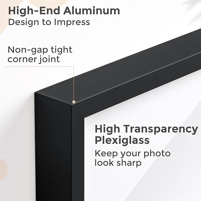 8x10 Picture Frame - 8 by 10 Metal Picture Frame With Mat | 8 x 10 Aluminum Photo Frame | Plexiglass And Hanging Hardware Included | 8x10 Gold Frame, Set of 3, Black