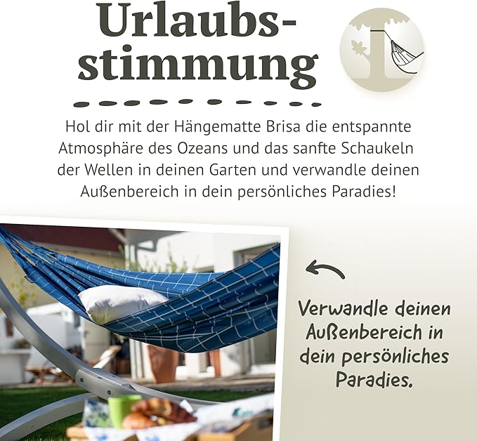 LA SIESTA Brisa Classic Hammock, Handmade, Weather-Resistant, Tear-Resistant Hammock for Indoor & Outdoor Relaxation, Size-King - Marine