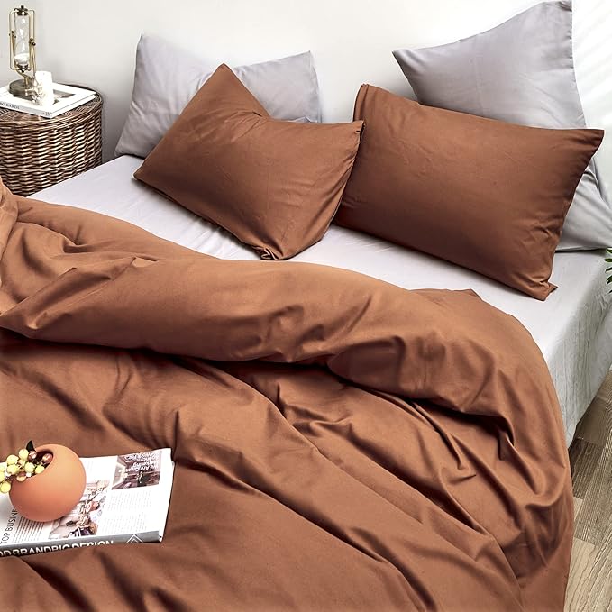 CLOTHKNOW Pumpkin Twin/Twin XL Comforter Set 3Pcs Caramel Brown Bedding Comforter Sets Soft Terracotta Comforters Rust Comforter with 2 x Pillow Cases