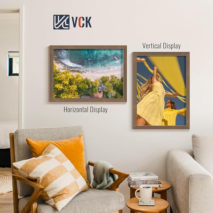 VCK 20x28 Brown Poster Frames 3 Pack, High-End Wood Wide Border Picture Frame,Multi-Directional Display Family Photos, Office Prints, Studio/Gallery/Home Artwork