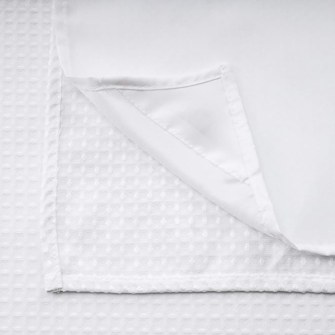 River Dream Extra Long Shower Curtains No Hooks Waffle Weave Shower Curtain with Snap in Liner - 71W x 86H,Hotel Grade,Spa Like Bath Curtain,White