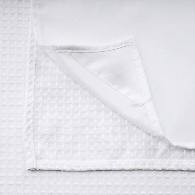 River Dream Stall Heavyweight No Hooks Required Dotted Waffle Weave Shower Curtain with Snap in Liner- 54W x 80H,Hotel Grade,Spa Like Bath Curtain,White