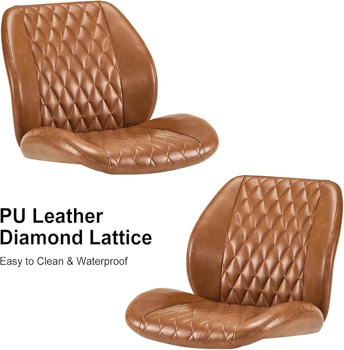 YFO Home Office Desk Chair Office Rubber Casters Ergonomic Computer Chair with Lumbar Support Adjustable Height Rolling Swivel Executive Task Armrests Chair， Brown Leather