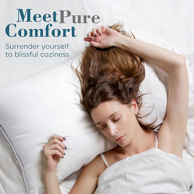 viewstar Bed Pillows Standard Size Set of 2, Hotel Cooling Down Alternative Gusseted Pillows for Side, Back, or Stomach Sleepers, White