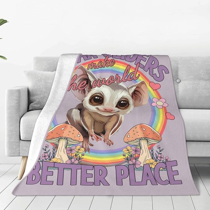 Sugar Glider Blanket Sugar Glider Throw Blanket Soft Fleece Flannel Petaurus Breviceps Gifts for Teens Lovers Stuff Plush for Couch Sofa Bed Room Decor 40"X50"