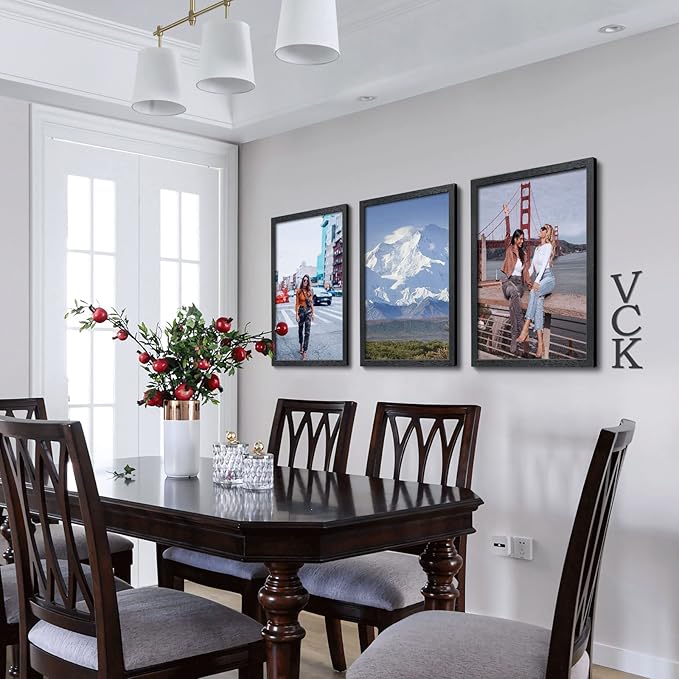 VCK 20x28 Poster Frames Set of 2, Black Solid Wood Frame with Textured Exclusive, Wall Gallery Picture Frame