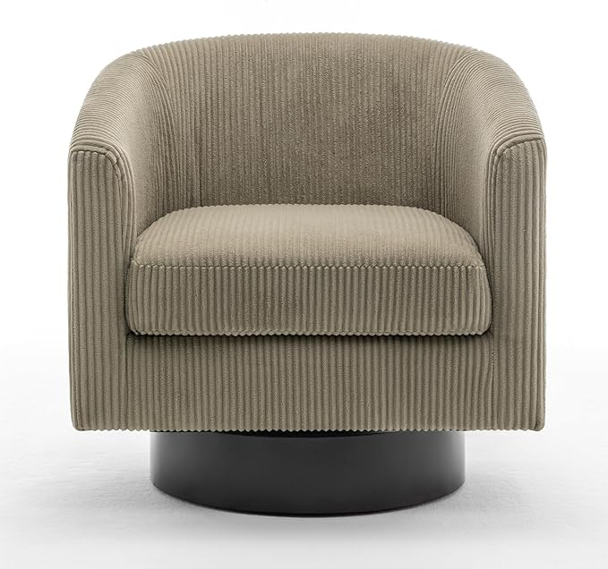 UIXE Swivel Accent Chair, Upholstered Corduroy Barrel Chair for Living Room, Small Single Sofa Bedroom Reading Seat, Set of 4, Camel