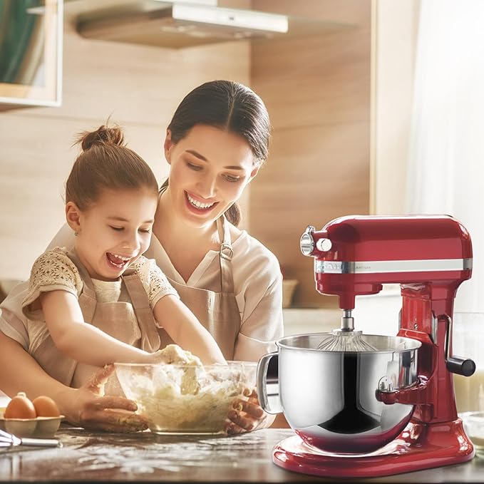 6QT Stainless Steel Mixer Bowl Compatible with Kitchenaid Stand Mixer, Kitchen Aid Mixing Replacement Bowl with Ergonomic Handle for 6QT Lift Mixer