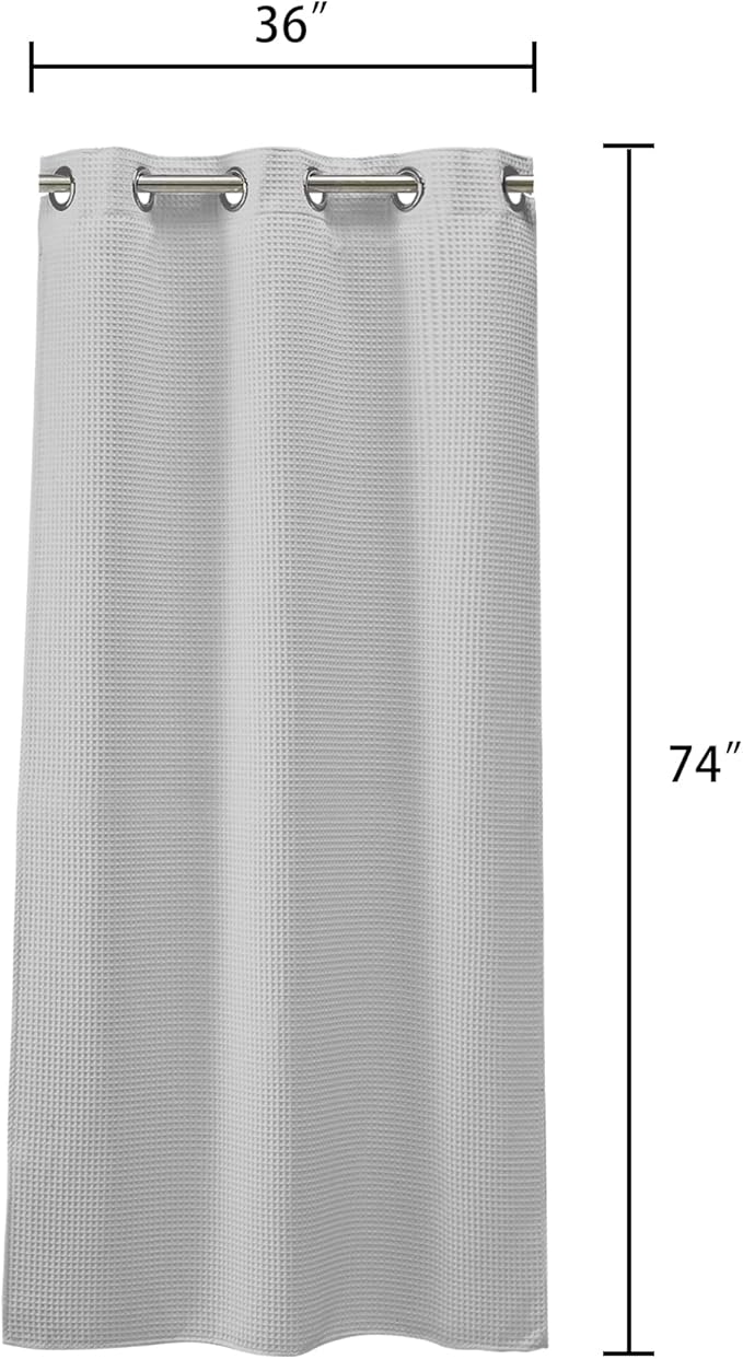 River Dream Stall Waffle Weave Shower Curtain with Snap-in Liner,Cotton Blend Fabric Heavy Duty,No Hooks Needed Shower Curtain for Bathroom,Hotel Quality Shower Curtain Set,Grey,36x74 inches