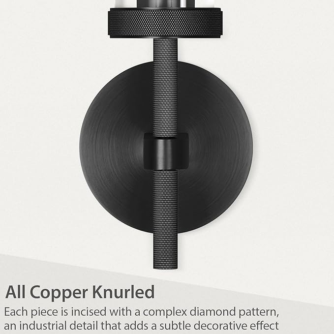 Black Wall Sconces Set of Two, 14" Bathroom Vanity Sconce Light, Glass Tube Wall Sconces, Sconces Wall Lighting Indoors, Wall Lights for Mirror, Living Room, Bedroom, Hallway (including bulb)