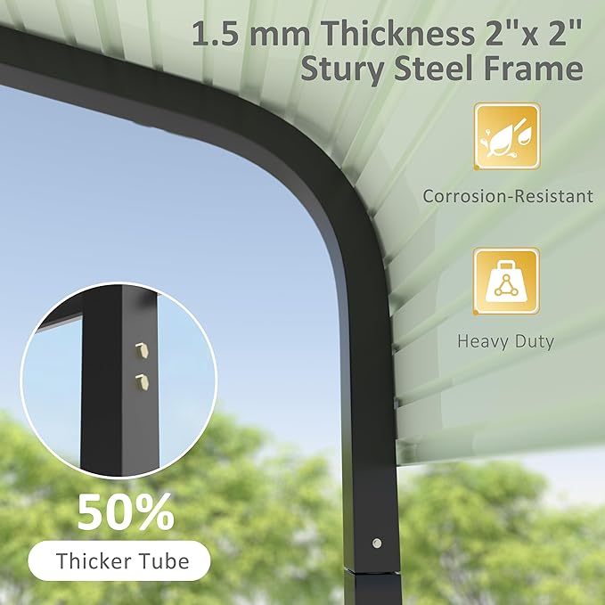 VEIKOU 12' x 20' Upgraded Steel Carport Garage, Outdoor Car Port Car Shelter Carport Canopy for SUV, Truck, Boat, Grey