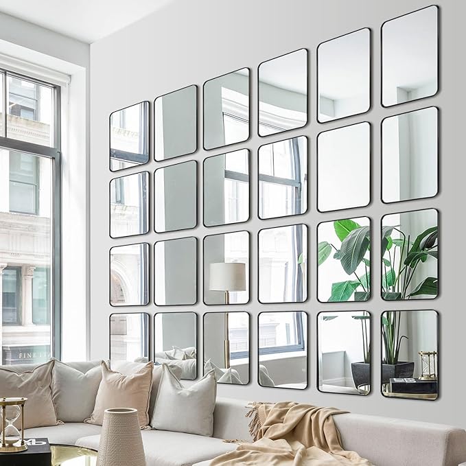 Wall Mount Small Mirror, Brushed Black Metal Framed Rounded Corner Rectangular Makeup Mirror for Bathroom, Bedroom, Living Room (12" x 16",Black)