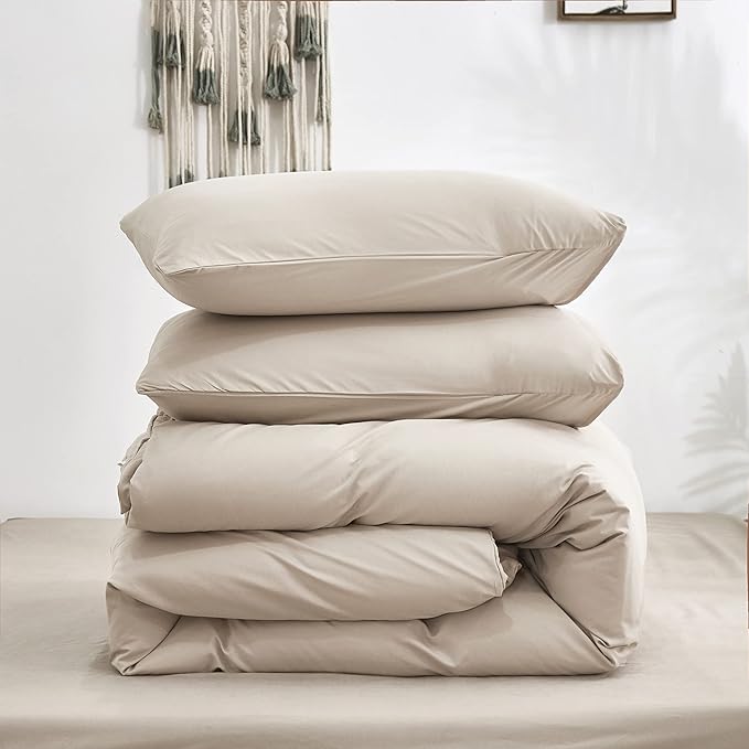 Luxlovery Beige Coffee Comforter Set Twin Light Khaki Bedding Set Kids Teens Bedding Set Solid Cream Coffee Blanket Quilts Ultra Soft Breathable Light Taupe Comforter Set