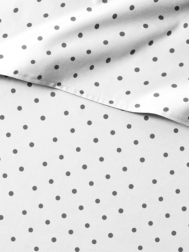 Kids Black Polka Dots Full 4 Piece Sheet Set - Boys, Girls, Teens, Toddler - Easy Fit Deep Pockets - Breathable, Hotel Quality Sheets - Machine Washable - Wrinkle Free - Cute, Cozy, Soft - CGK Linens