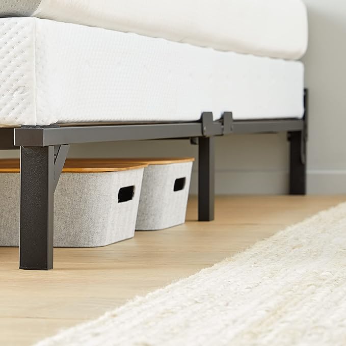 Amazon Basics Metal Bed Frame, 9-Leg Base for Box Spring and Mattress, Full, Tool-Free Easy Assembly, Black