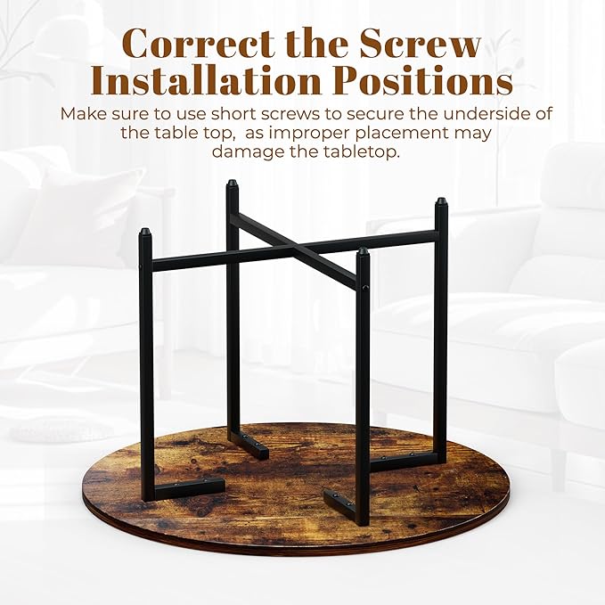 Round Coffee Table, Small Coffee Tables for Living Room, Wood Coffee Table with Metal Frame, Floor Table Desk for Sitting on The Floor, Home, Office, Farmhouse, Rustic Brown (23.6"D x 17.7"H)