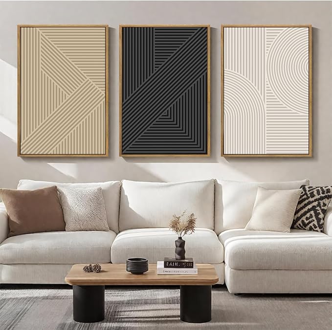 BINCUE Neutral Abstract Wall Art Decor Minimalist Modern Wall Paintings Artwork for Living Room Bedroom Bathroom 16x24 Inch Set of 3