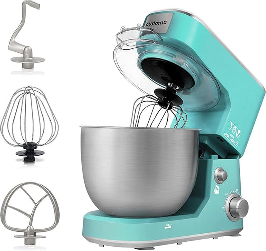 CUSIMAX Stand Mixer, 5-QT Stainless Steel Bowl Food Mixer, Tilt-Head Kitchen Electric Mixer with Dough Hook, Mixing Beater and Whisk, Splash Guard, Green