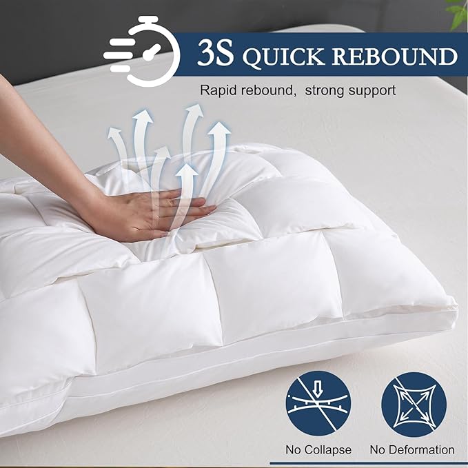 YOUR MOON Organic Wool Pillow King Size - Premium Natural Wool Fill, Soft Thick Down Alternative Pillow for Sleeping, 100% Cotton Cover, Support Bed Pillows for Side and Back Sleepers(White)