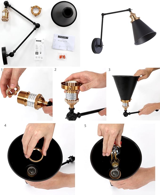 JONATHAN Y JYL7462C Rover 7" Classic Industrial Metal Adjustable Arm LED Wall Sconce, White/Oil Rubbed Bronze for Bedroom, Bathroom, Vanity